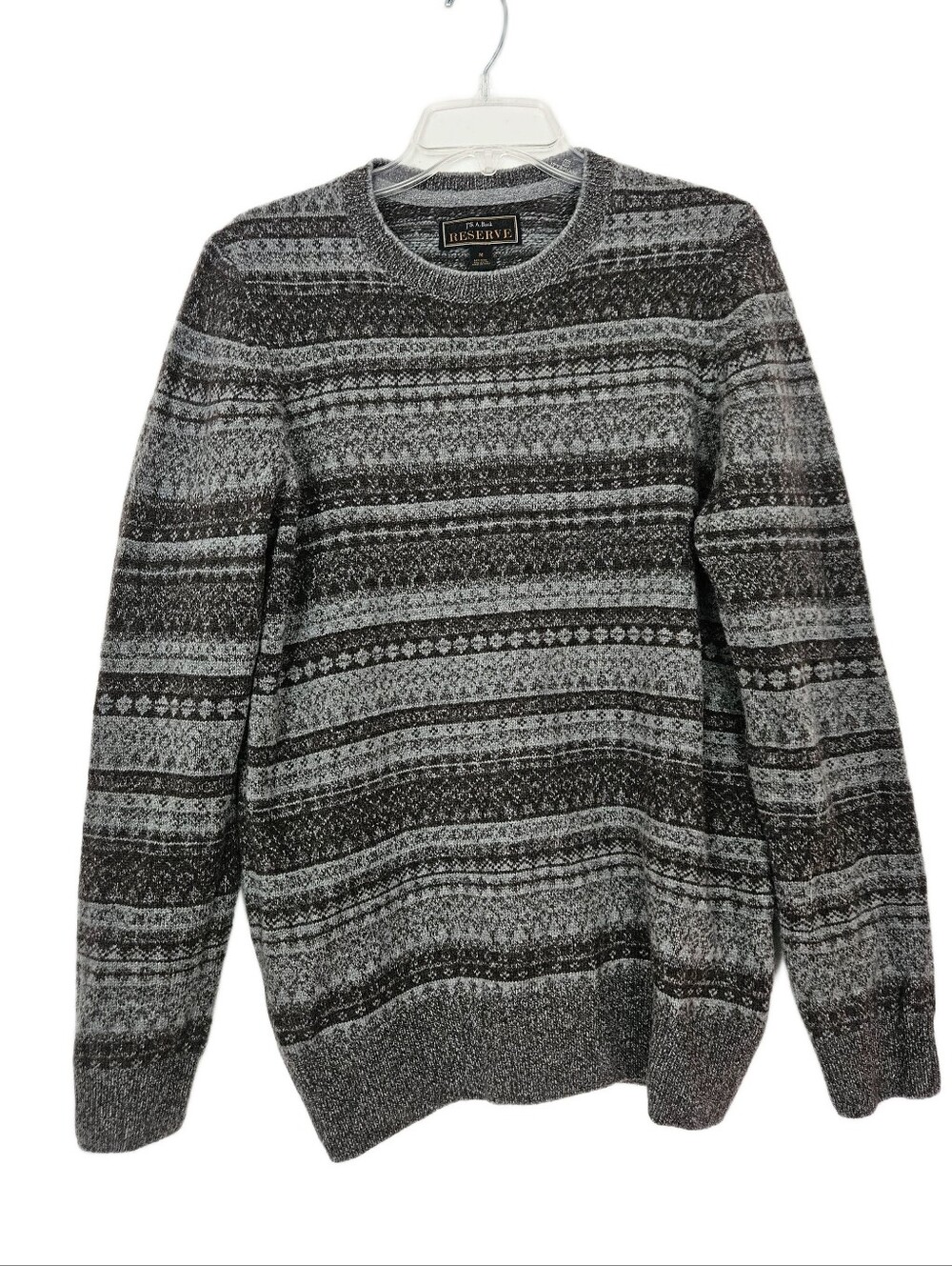 Jos A Bank Reserve Men's Gray Patterned Crewneck Sweater